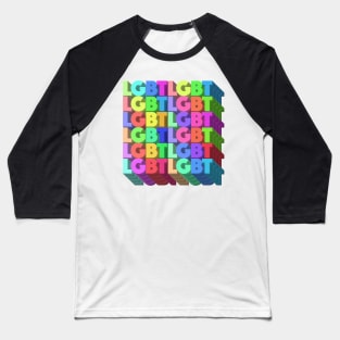 LGBT 70s Retro Style 3D Rainbow Block Design Baseball T-Shirt